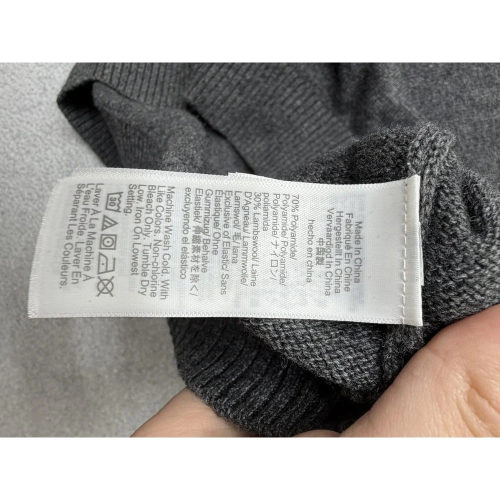 J.Crew Sweater Mens Large Gray Lambswool Crewneck Knit Pullover AA027